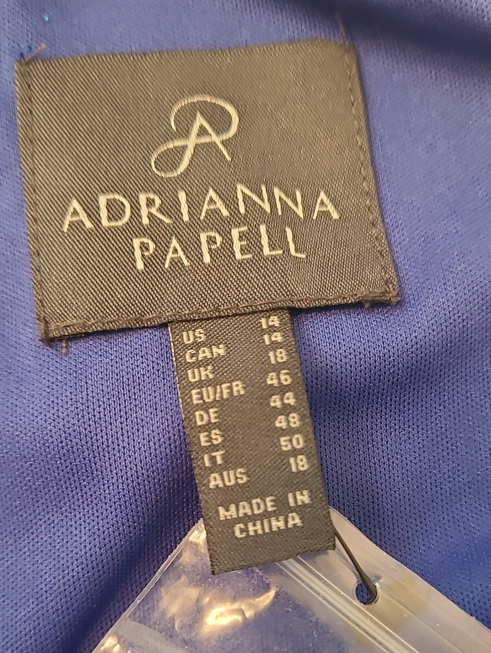 Adrianna Papell One-Shoulder Brillant Sapphire Gown Size 14 Sparkly Accents - Picture 9 of 13